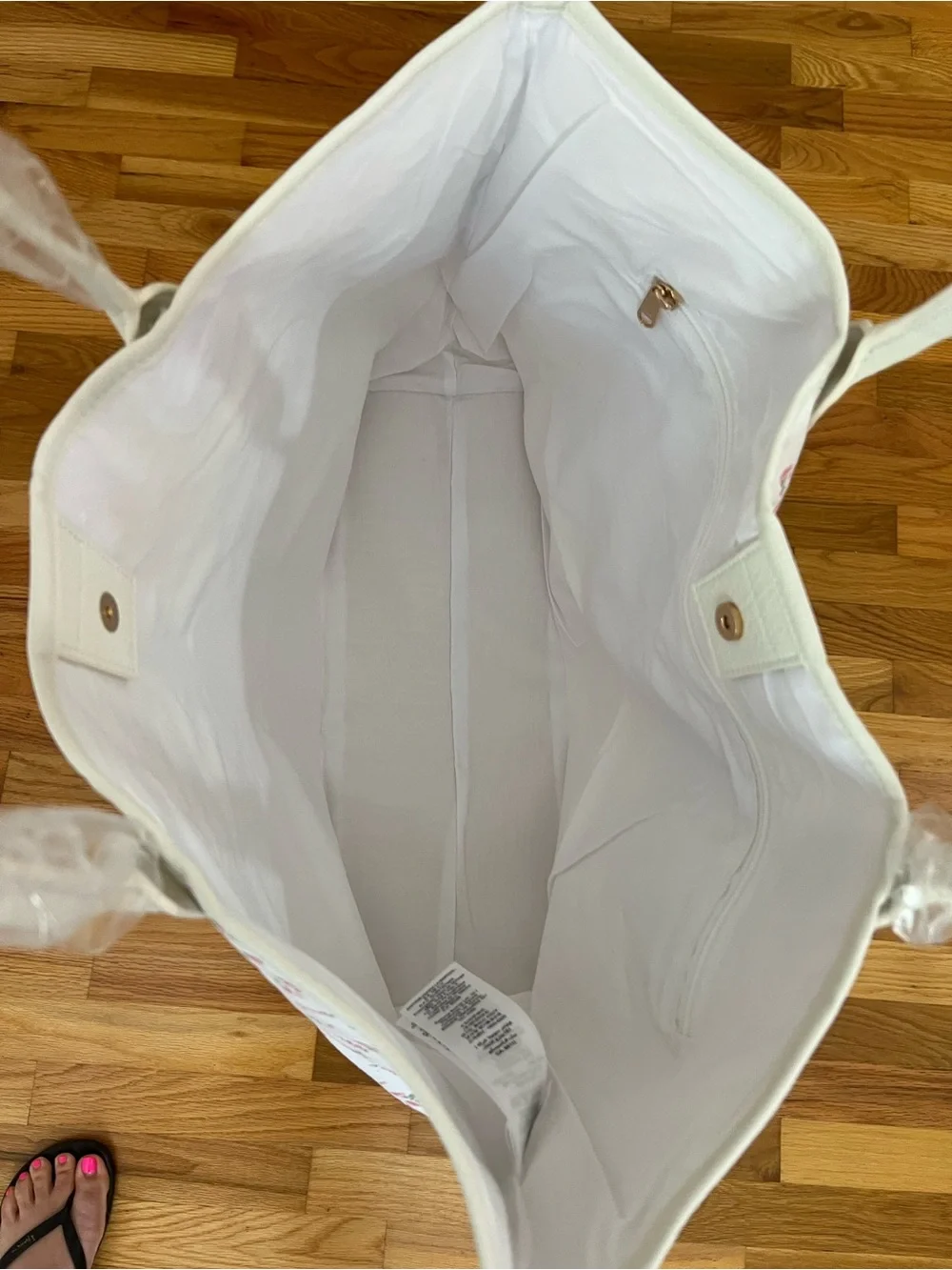 LoveShackFancy White Tote with Pink Floral Print